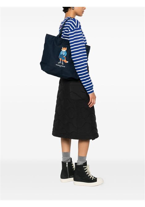 borsa tote dressed fox unisex navy MAISON KITSUNÉ | PM05107WW90420413